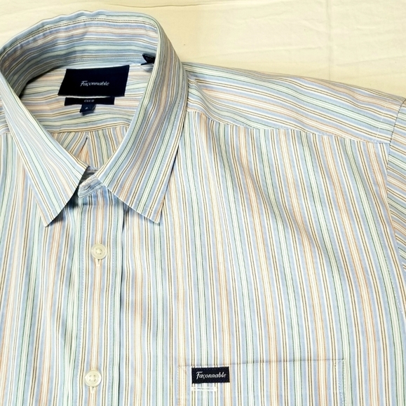 Faconnable Club Men's Pastel Stripe Multicolored Longsleeve Buttondown Shirt,  L - Picture 2 of 9